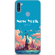 TechTree Samsung Galaxy A11-M11 Uyumlu Özgürlük Heykeli New York Baskılı Silikon Kılıf