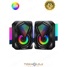 Skygo Bilgisayar Hoparlörü LED Işıklı Rgb Laptop Pc Uyumlu 1+1 Speaker