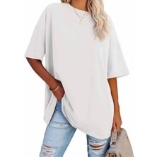 Nigrum Pardus Nıgrum Pardus Yeni Sezon Düz Renk %100 Pamuk Oversize Büyük Beden Kadın Basıc T-Shirt