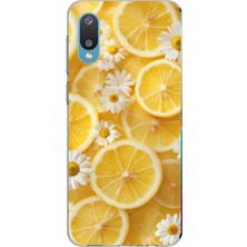 TechTree Samsung Galaxy A02 Uyumlu Limon Dilimleri ve Papatya Desenli Baskılı Silikon Kılıf