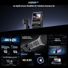 Skygo A329T 2 Kameralı Ön+Arka 4K 60FPS+2K Wi-Fi 6 Hdr Starvıs 2 Sensör Gps'li SSD Destekli Araç Kamerası
