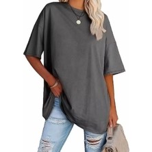 Nigrum Pardus Nıgrum Pardus Yeni Sezon Düz Renk %100 Pamuk Oversize Büyük Beden Kadın Basıc T-Shirt