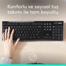 Skygo K270 Kablosuz Klavye, Tuş Takımı, Sıvı Dökülmesine Dayanıklı, 10 M Kullanım Mesafesi, Türkçe Q Klavye, Siyah