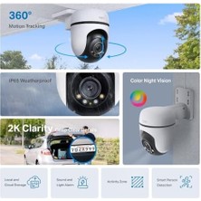 Skygo C510W, 2k Dış Mekan Wi-Fi Güvenlik Kamerası, Hareket Tespit/takibi, 360°, IP65 Su Geçirmez, Renkli Gece Görüşü, Çift Yönlü Ses, Bulut/yerel Depolama, Sesli ve Işıklı Alarm