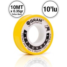 Gram Teflon Bant Su Tesisatı Sızdırmazlık Bandı 10'lu Paket / 12MM x 0.076MM x 0.35GR x 10MT