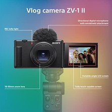 Skygo Zv-1ıı Vlog Kamera | Dijital Kamera (Geniş Açılı Zoom Objektifi, Vlogging Için Ayarlanabilir Ekran, 4K Video, Çok Yönlü Mikrofon) Siyah