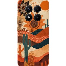 TechTree Redmi Note 14 Pro 5g Uyumlu Etnik Güneş ve Mandala Figürlü Toprak Tonları Baskılı Silikon Kılıf