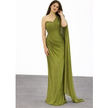 Centilmen For Costume  Kol Detaylı Yarım Straplez Abiye Elbise 9811
