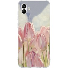 TechTree Samsung Galaxy A06 Uyumlu Pembe Laleler Baskılı Silikon Kılıf