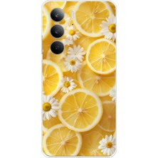 TechTree Realme C75 Uyumlu Limon Dilimleri ve Papatya Desenli Baskılı Silikon Kılıf