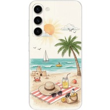 TechTree Samsung Galaxy S25 Plus Uyumlu Sulu Boya Sahil ve Deniz Manzaralı Baskılı Silikon Kılıf
