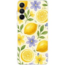 TechTree Samsung Galaxy A16 Uyumlu Sulu Boya Limon ve Çiçek Desenli Baskılı Silikon Kılıf