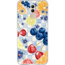 TechTree Huawei Mate 20 Lite Uyumlu Sulu Boya Meyve ve Çiçek Desenli Baskılı Silikon Kılıf