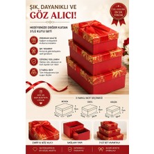 ArtMaster Kırmızı Hediye Kutusu Dikdörtgen 3 Lü 1 Paket K-0974 Boş Hediye Kutusu Sevgiliye Özel Kurdelalı Karton Hatıra Kutu
