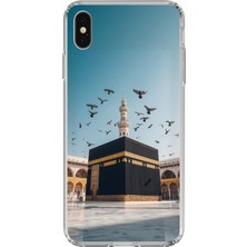 TechTree iPhone X-Xs Uyumlu Kabe Umre ve Kuşlar Baskılı Silikon Kılıf
