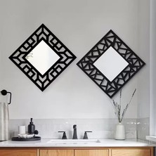 Belirtilmemiş 2'li Set Kırılmaz Pleksi Dekoratif Duvar Aynası - 22.5X22.5 cm Geometrik Çerçeveli 1.