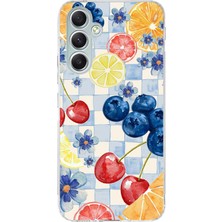 TechTree Samsung Galaxy A34 Uyumlu Sulu Boya Meyve ve Çiçek Desenli Baskılı Silikon Kılıf