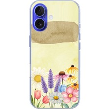 TechTree iPhone 16 Uyumlu Sulu Boya Dokulu Vazoda Çiçek Desenli Baskılı Silikon Kılıf