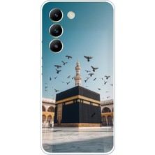 TechTree Vivo V30 Lite Uyumlu Kabe Umre ve Kuşlar Baskılı Silikon Kılıf