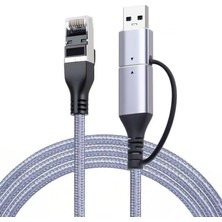 Skygo USB 3.0 & Type-C Gigabit Ethernet Adaptörü 1000 Mbps Kablolu Internet Dönüştürücü Usb-A Usb-C Uyumlu Laptop Tablet Pc Için Yüksek Hızlı Ağ Adaptörü | ZR1159