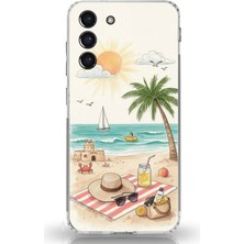 TechTree Samsung Galaxy S21 Fe Uyumlu Sulu Boya Sahil ve Deniz Manzaralı Baskılı Silikon Kılıf