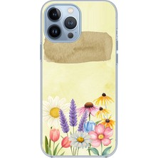TechTree iPhone 13 Pro Max Uyumlu Sulu Boya Dokulu Vazoda Çiçek Desenli Baskılı Silikon Kılıf