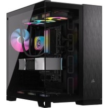 Skygo Corsaır 6500X Mid-Tower Atx Çift Bölmeli Bilgisayar Kasası – Sertleştirilmiş Panorama Camı – Ters Bağlantı Anakart Uyumlu – Vantilatör Dahil – Siyah/obsidyen Alüminyum
