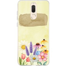 TechTree Huawei Mate 10 Lite Uyumlu Sulu Boya Dokulu Vazoda Çiçek Desenli Baskılı Silikon Kılıf