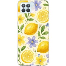 TechTree Oppo Reno 4 Lite Uyumlu Sulu Boya Limon ve Çiçek Desenli Baskılı Silikon Kılıf