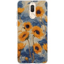 TechTree Huawei Mate 10 Lite Uyumlu Yıldızlı Ayçiçekleri Baskılı Silikon Kılıf
