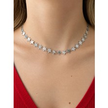 Gizella Takı Yıldız Model Pullu Kolye Silver Çelik Kolye