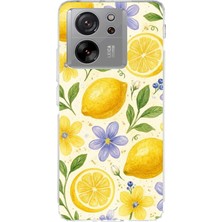 TechTree Xiaomi Mi 13T-13T Pro Uyumlu Sulu Boya Limon ve Çiçek Desenli Baskılı Silikon Kılıf