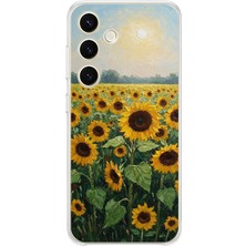 TechTree Samsung Galaxy S24 Uyumlu Ay Çiçeği Sulu Boya Baskılı Silikon Kılıf