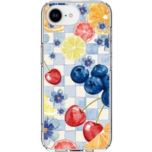 TechTree iPhone 16E - 17E Uyumlu Sulu Boya Meyve ve Çiçek Desenli Baskılı Silikon Kılıf