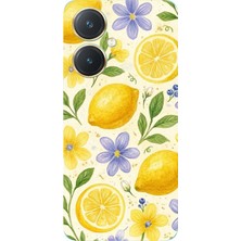 TechTree Vivo Y27 Uyumlu Sulu Boya Limon ve Çiçek Desenli Baskılı Silikon Kılıf