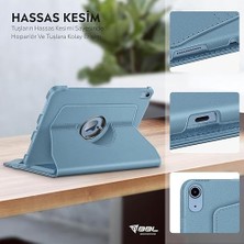 Skygo Apple 11 Inç iPad (A16) / iPad Air 10.9 Inç/ipad 10.nesil 10.9 Wi-Fi Yatay ve Dikey Standlı 360 Derece Döner Tablet Kılıfı Mavi