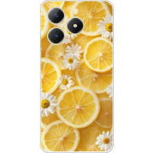 TechTree Realme C61 Uyumlu Limon Dilimleri ve Papatya Desenli Baskılı Silikon Kılıf