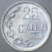 Banknoting Lüksemburg 25 Centımes 1960 Çilaltı+