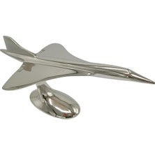 Dünyadan Hediyeler Concorde Krom Uçak Gümüş Ev Ofis Dekoratif Hediyelik 15X30CM
