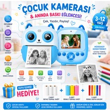 Robeve Çocuk Kamerası Anında Baskılı Termal Yazıcılı Fotoğraf Makinesi 3-12 Yaş Çocuk Fotoğraf Kamerası Video Kayıtlı Selfie Özellikli Eğitici Oyuncak Kamera 3 Renkli + 3 Beyaz Kağıt Hediyeli Pembe