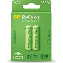 Skygo Gp Batteries Recyko+ 2700 Aa Kalem Ni-Mh Şarjlı Pil, 1.2 Volt, 2'li Kart