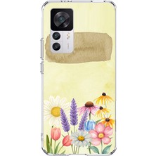 TechTree Xiaomi Mi 12T-12T Pro Uyumlu Sulu Boya Dokulu Vazoda Çiçek Desenli Baskılı Silikon Kılıf