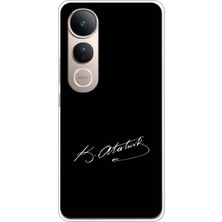 TechTree Vivo V50 Lite Uyumlu Atanın Izi Imza Baskılı Silikon Kılıf