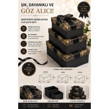 ArtMaster Siyah Sarı Hediye Kutusu Dikdörtgen 3 Lü 1 Paket K-0974 Boş Hediye Kutusu Sevgiliye Özel Kurdelalı Karton Hatıra Kutu