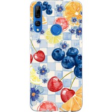 TechTree Honor 9x Uyumlu Sulu Boya Meyve ve Çiçek Desenli Baskılı Silikon Kılıf