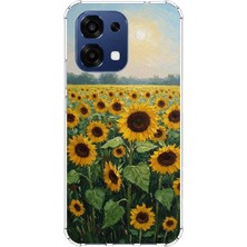 TechTree Oppo A6 Pro Uyumlu Ay Çiçeği Sulu Boya Baskılı Silikon Kılıf
