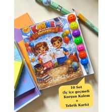 Nostaljik Lezzetler Karne Hediyesi 10 Set Kurşun Kalem ve Tebrik Kartı