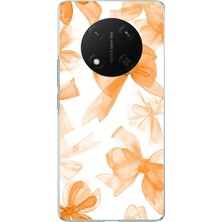 TechTree Honor X9C Uyumlu Şeftali Fiyonk Kurdele Baskılı Silikon Kılıf