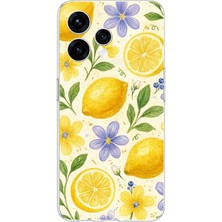 TechTree Oppo Reno 15 - Reno 15F Uyumlu Sulu Boya Limon ve Çiçek Desenli Baskılı Silikon Kılıf