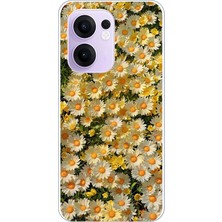 TechTree Oppo Reno 13F Uyumlu Papatya Bahçesi Sulu Boya Baskılı Silikon Kılıf